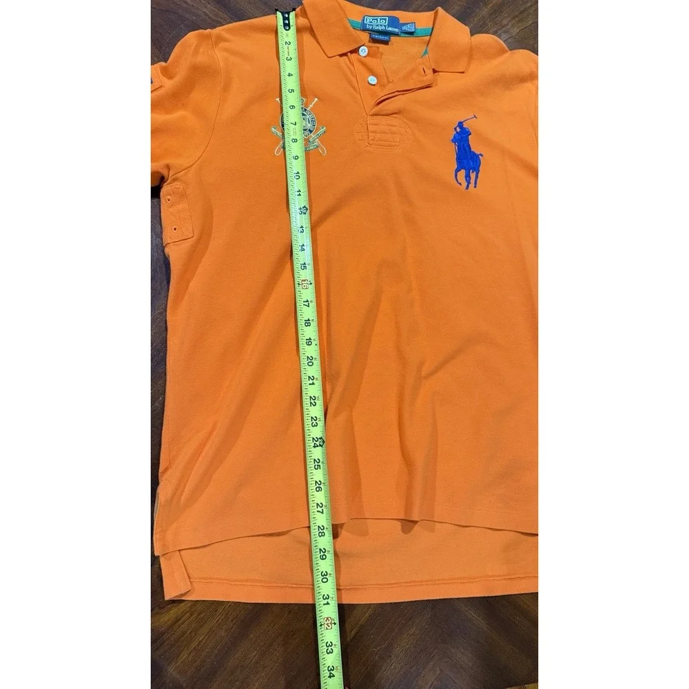 Polo Ralph Lauren Custom Fit Crest Shirt Golf Patch‎ Orange X-Large 100% Cotton